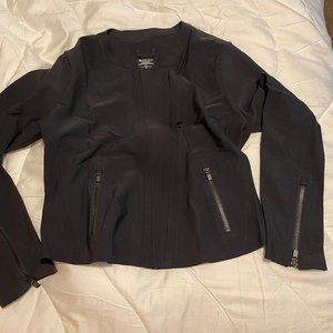 Athleta Black Stellar Jacket Blazer Zip Front Moto Size M